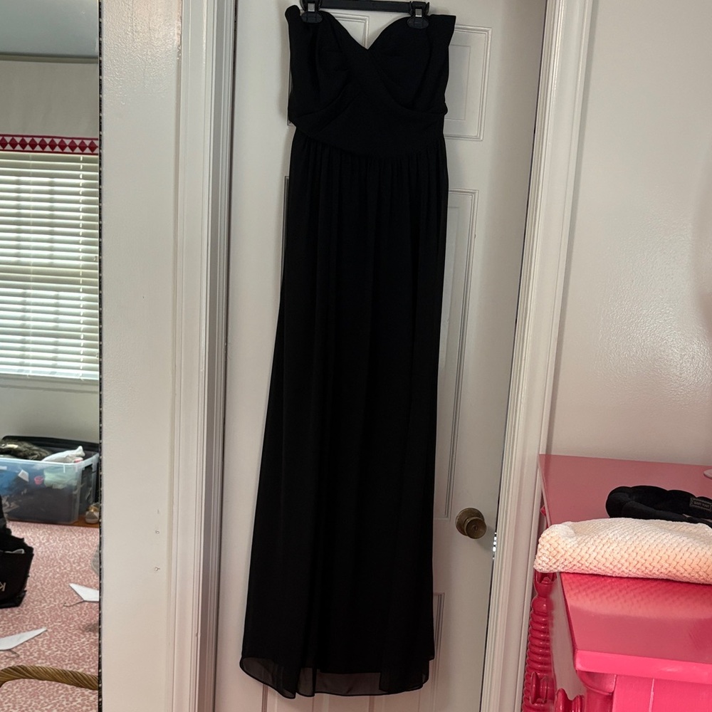 Social Bridesmaids Strapless Black Gown